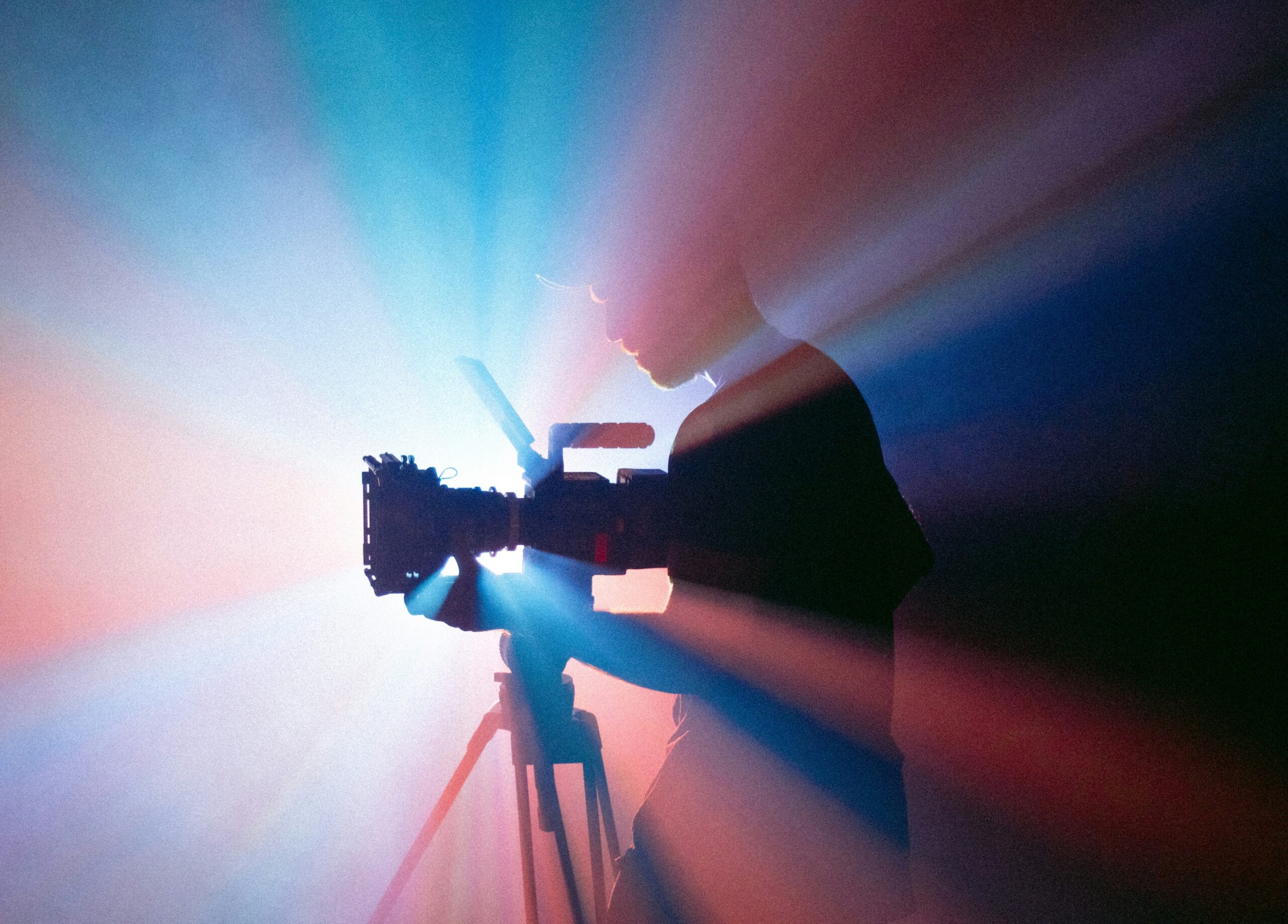 Cameraman operating a video camera